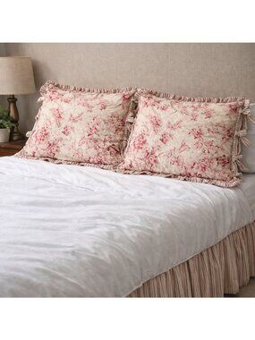 Chris Madden JCPenney Queen Dust Ruffle Pillow Sham Set Floral Stripe Cotton